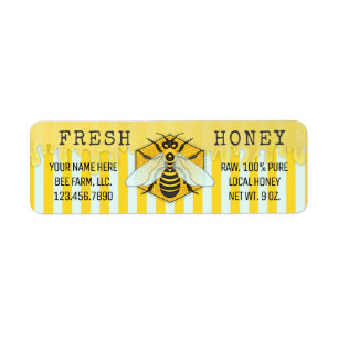 Etiketter för honung Burk Honeybee Honeycomb Api Returadress Etikett