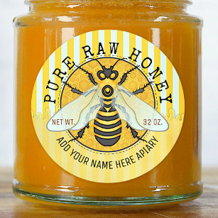Etiketter för honung Burk   Honeybee Honeycomb Bee