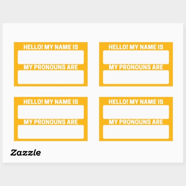 Etiketter för honung Gult Namn & Pronoun (Ark)