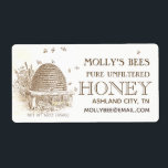 Etiketter för honung Vintage Beehive Apiary Anpass Fraktsedel<br><div class="desc">Anpassa etiketten för honung burk med ditt företag namn,  en beskrivning av honungsbearbetningen eller en sort,  bigårdsplats och nettovikt. De gemensamma nettoviktarna i gram och ounces har beräknats för dig - välj din honung burk storlek från listan i form av fält. Skepillustration av vintagen med små,  snåla honungsbin.</div>