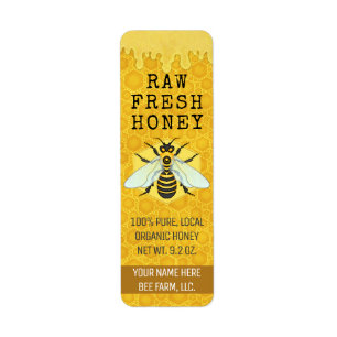 Etiketter för honungsbin Burk Honeybee Honeycomb Returadress Etikett
