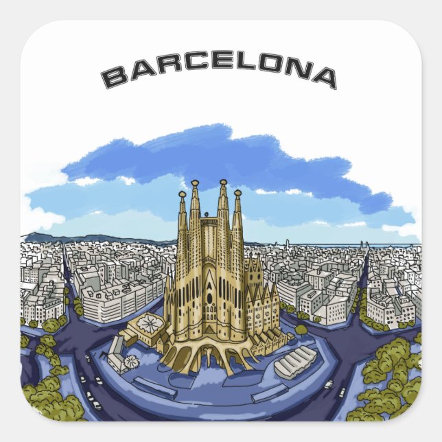 Etiketter för illustration av Barcelona (Framsida)