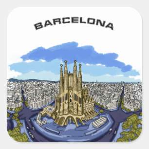 Etiketter för illustration av Barcelona