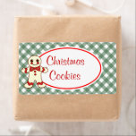 Etiketter för julkakor fraktsedel<br><div class="desc">Gingham och en pepparkaksgubbe julkaka dekorerar juletiketten. Anpassa dessa etiketter till kostym som du behöver,  lägg till text osv. Använda de här märkena som köksetiketter,  cookie-lables,  för julkakor,  kakor,  kakor,  bageri,  burk,  gåvor,  paket,  hem,  kontor,  affärer,  bageri,  boutique osv... Utformningarna kommer från originalkonst.</div>