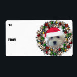 Etiketter för julkrans Havanese Gift Fraktsedel<br><div class="desc">Denna berömvärda vita Havanna ligger sitta i en lätt dekorerad och upplyst andedräkt. Anpassade text om du vill lägga till information eller använda som presentetiketter och lägga till i/från information. Vi har matchande frimärke,  kort och returetiketter också!</div>