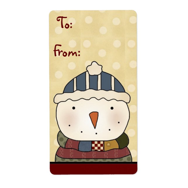 Etiketter för julsamlings-Märkre i Snögubbe Gift Fraktsedel (Framsidan)