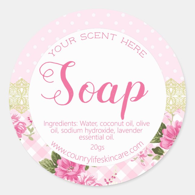 Etiketter för kroppsmussel vid Rosa Shabby chic Sn (Framsida)