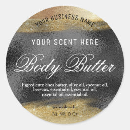 Etiketter för kroppssmör, svarta med Guld Bläck