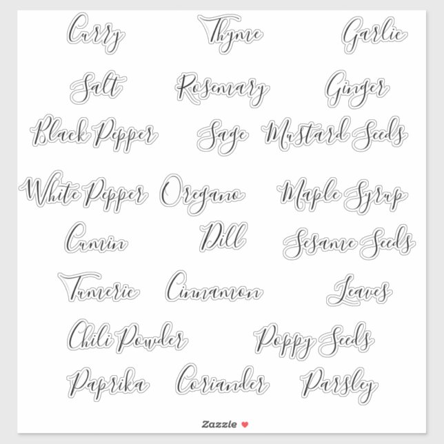 Etiketter för lagringsbehållare för örter Spices P (Ark)