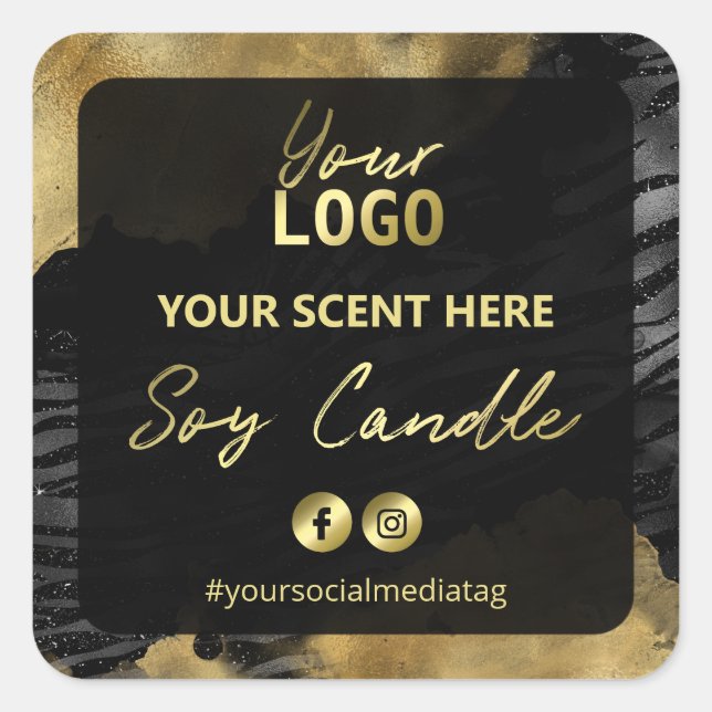 Etiketter för ljusljus i guld vid Zebra tryck (Framsida)