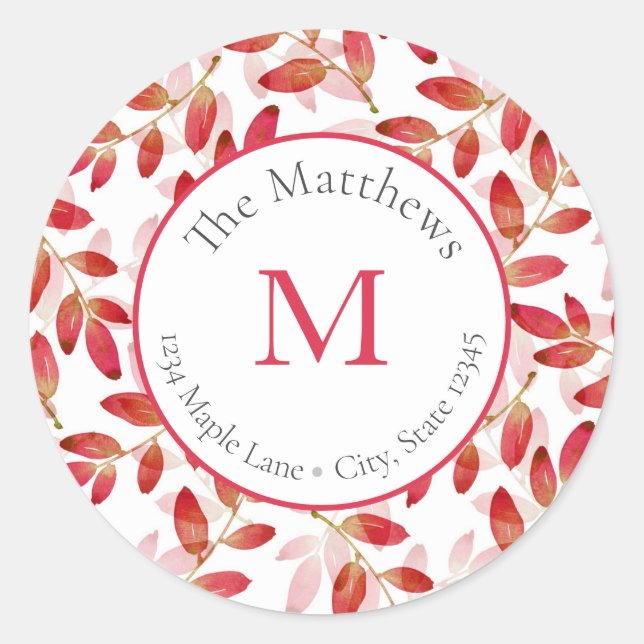 Etiketter för Löv med röd höstskiktsfärg (Framsida)