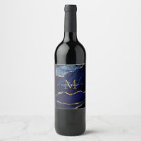 Etiketter för marble Monogram Namn Flaska, blå Gul