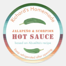 Etiketter för mexikansk Hett eller spicy Salsa Jal