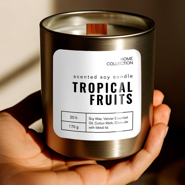 Etiketter för minimalistisk vit och svart ljus (Minimalist White & Black Candle Labels Stickers)