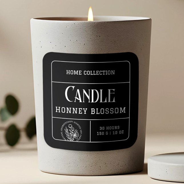 Etiketter för minimalistiska svarta och vita ljus (Minimalist Black & White Candle Labels Stickers, Candle Label Design, Candle Stickers)