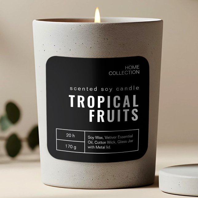 Etiketter för minimalistiska svarta och vita ljus (Minimalist Black & White Candle Labels Stickers )