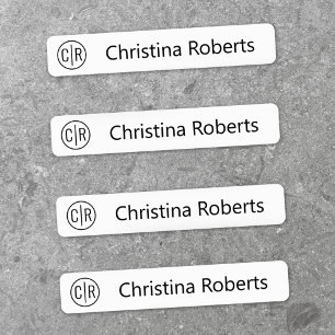 Etiketter för monogram initialer och texturkläde