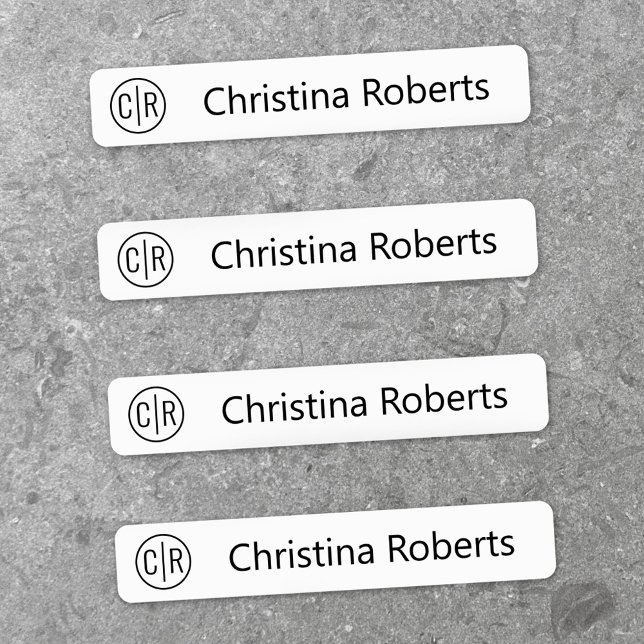 Etiketter för monogram initialer och texturkläder (Monogram initials and text fabric clothing labels)