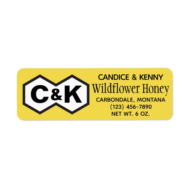 Etiketter för Monogram Initialer Wildblomhonung Bu Returadress Etikett (Framsidan)