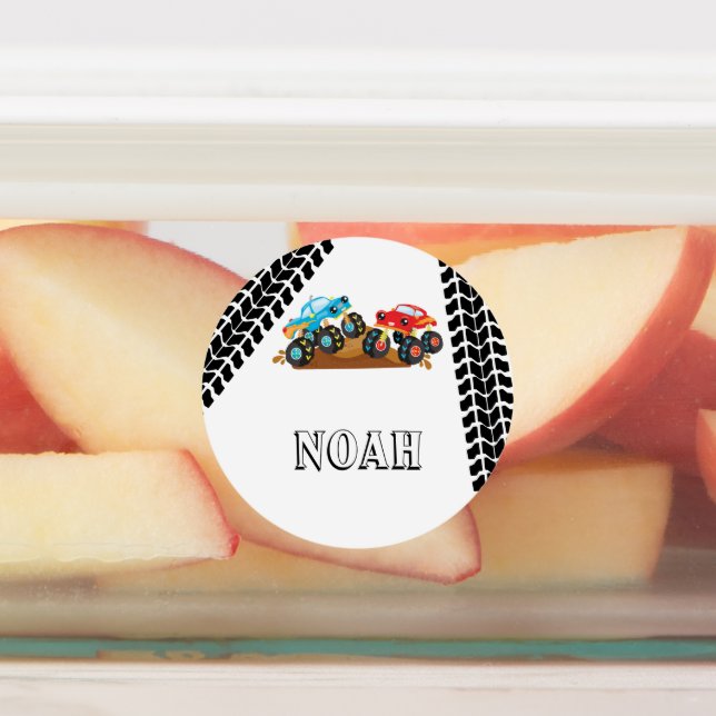 Etiketter för Monster Lastbil School Namn (Påsatt)