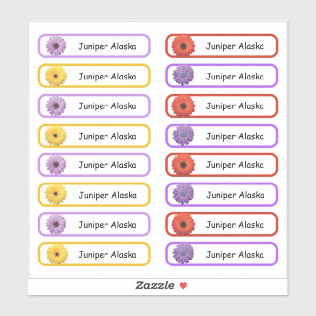 Etiketter för namn-etiketter Blommor (Ark)