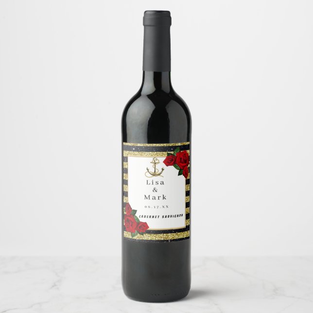 Etiketter för Nautisk ankor Guld Black Rand Vin (Framsida)