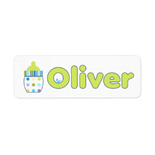 Etiketter för Oliver babyflaska Returadress Etikett