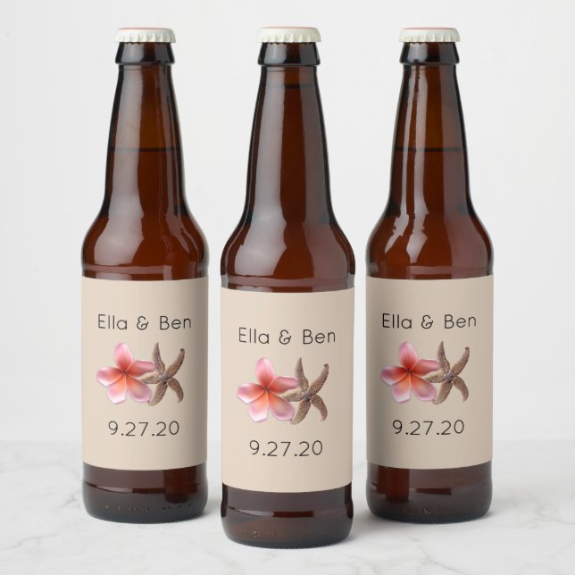 Etiketter för Plumeria Personlig Bröllop Beer Flas (Flaskor)