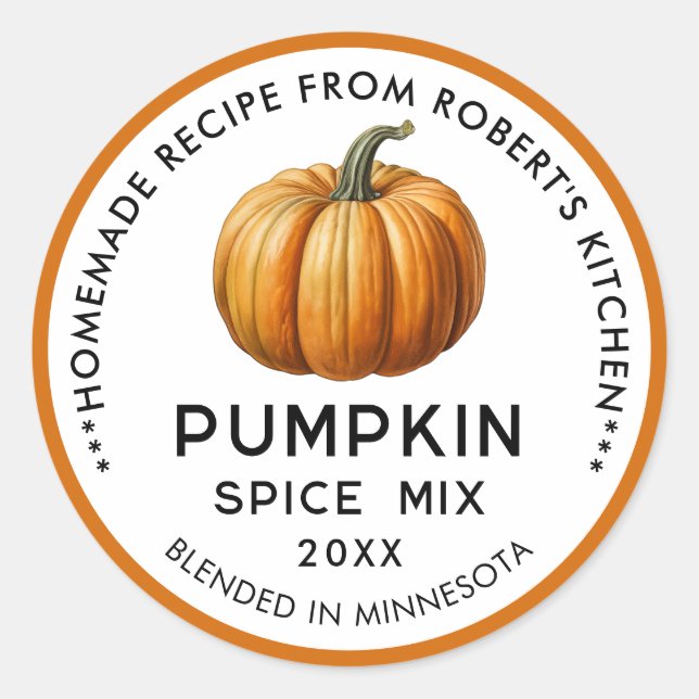 Etiketter för pumpabrödmix i orange (Framsida)