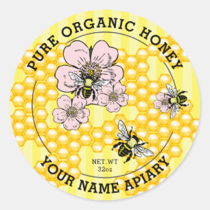 Etiketter för ren honung Burk Honeybee