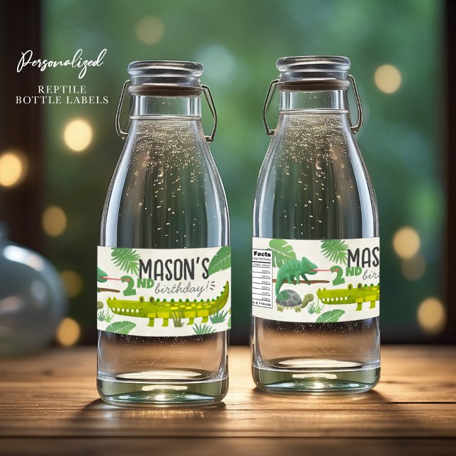 Etiketter för Reptile Födelsedagsfest Flaska (Skapare uppladdad)