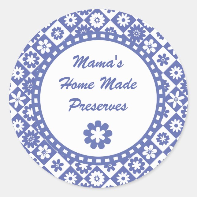 Etiketter för Retro Blue and White Canning Burk (Framsida)