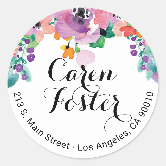 Etiketter för Returadress av vattenfärgsinbjudan t (Framsida)