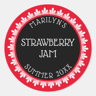 Etiketter för röd, svart och vit kanning