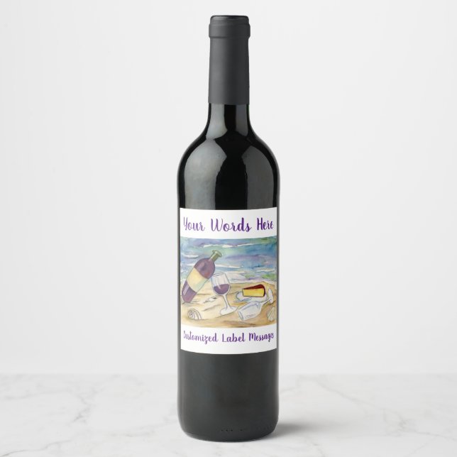 Etiketter för Röda Vin Beach Party Anpassningsbar  (Framsida)