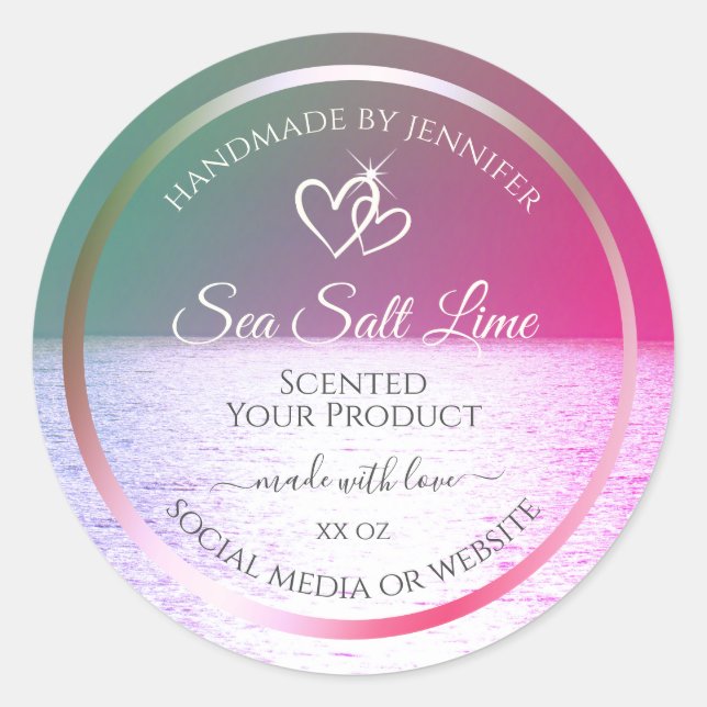 Etiketter för rosa Grönt Gradient Ocean Product Pa (Framsida)