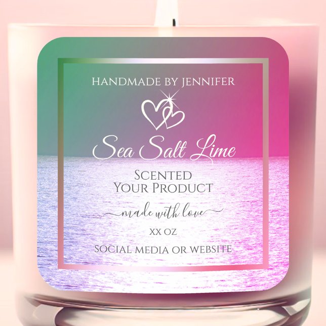 Etiketter för rosa Grönt Gradient Ocean Product Pa (Skapare uppladdad)