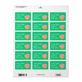 Etiketter för rosa i namn-skolan bok adressetikett