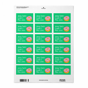 Etiketter för rosa i namn-skolan bok adressetikett