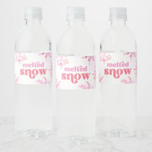 Etiketter för rosa Meled Snö Vattenflaska