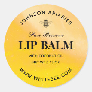 Etiketter för rund honungsbi Lip Beeswax Balm