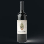 Etiketter för Rustic Glad helg Vin<br><div class="desc">Etiketter för Glad helg Vin. Anpassad Vin-etikett med vattenfärg Julgran. Cava Party Design</div>