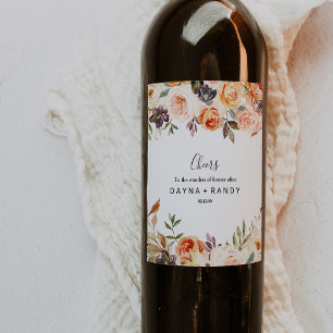 Etiketter för Rustik Elegant Blommigt Bröllop Vin