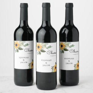 Etiketter för rustiska solrosor Bröllop Vin