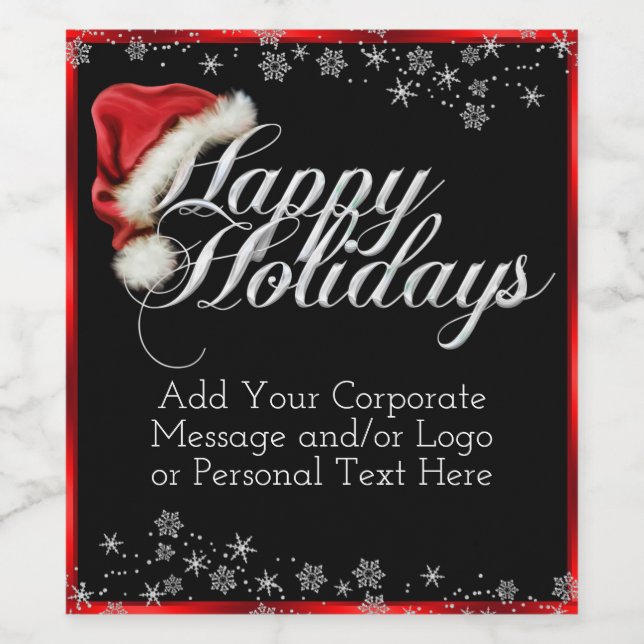 etiketter för Santa Hat Snowflake Helgdag Vin (Singel etikett)