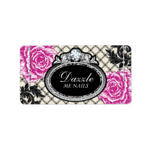 Etiketter för shabby chicnagelsalong adressetikett