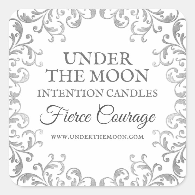 Etiketter för silver och vita stavelljus (Framsida)