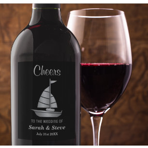 Etiketter för silver sjöbåt Nautical Bröllop Vin