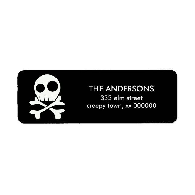 Etiketter för Skull och Bones Halloween Returadress Etikett (Framsidan)