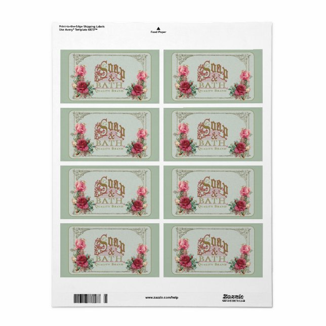 Etiketter för SOAP & BATH ~ Fraktsedel (Helt Ark)